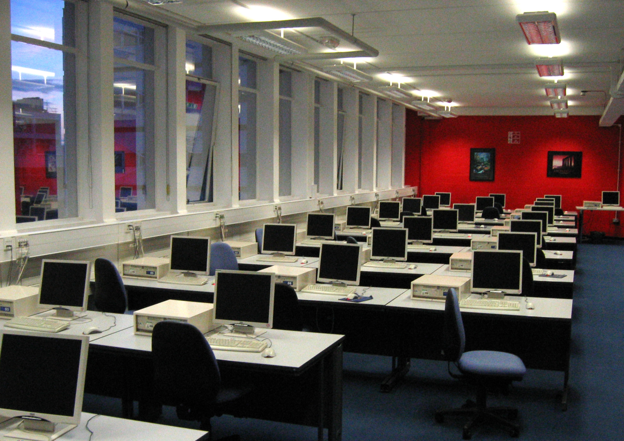Computer lab with modern workstations